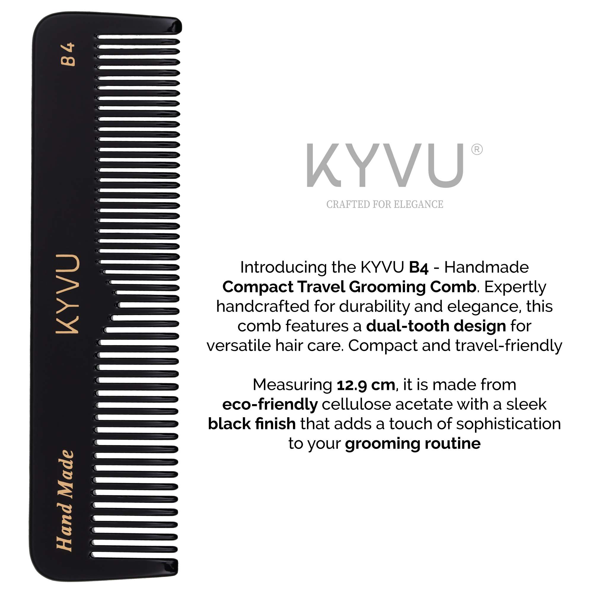 Handgefertigter 12,9 cm kompakter Reisekamm (T4)