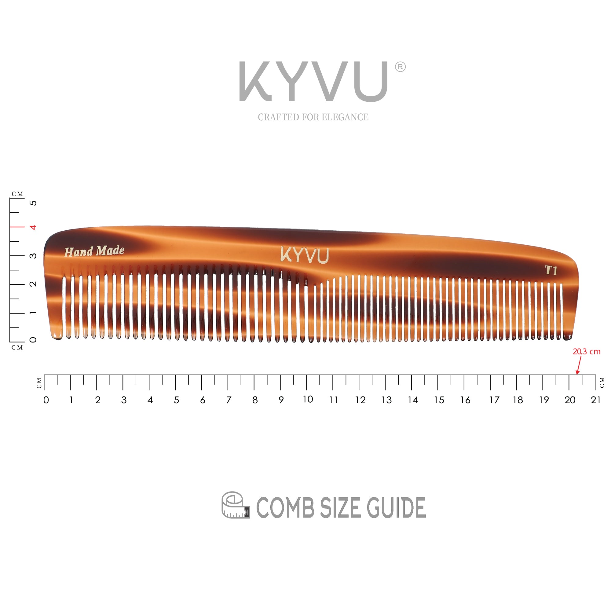 Handgefertigter 20,3 cm Styling- und Pflegekamm (T1)