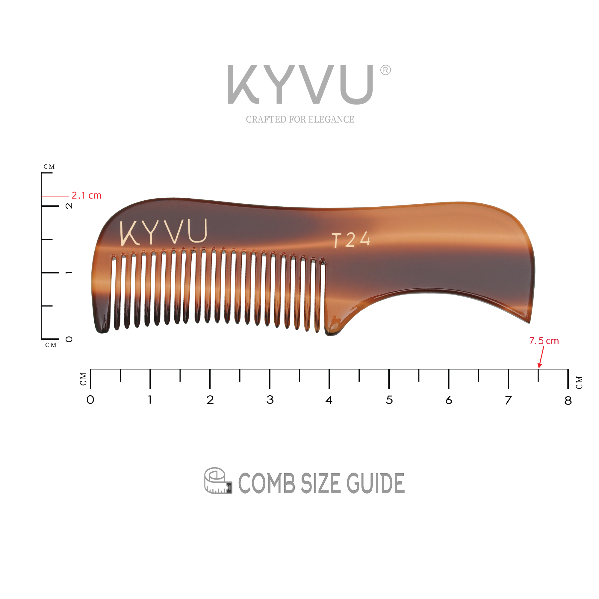 Handgefertigter 7,5 cm langer Schnurrbart- und Bartkamm aus Zelluloseacetat (Schildpatt) für Männer (T24)
